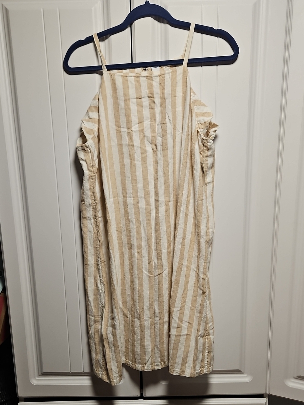Old Navy Beige and White Striped Midi Dress